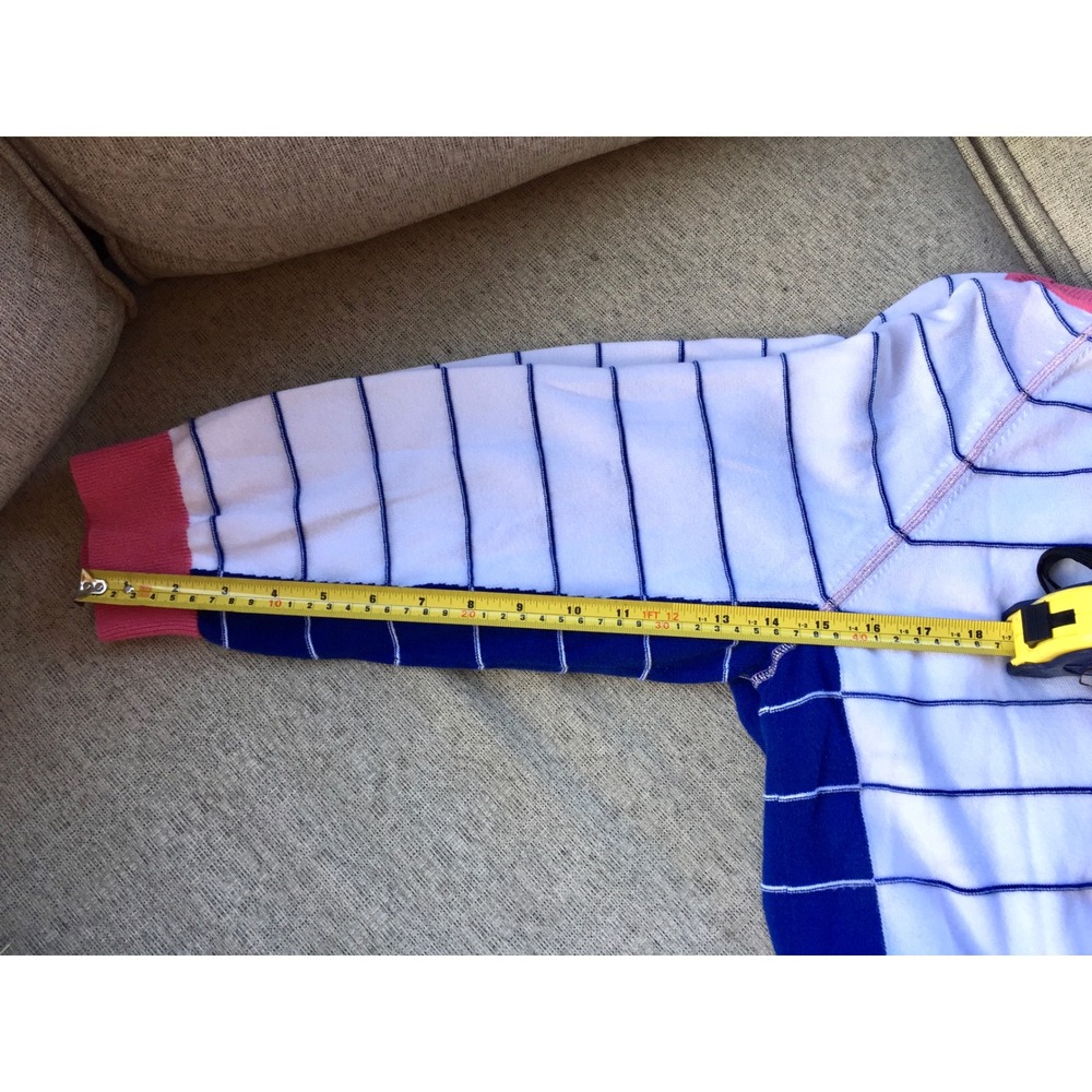 Talbots Womens XL Striped Sweater White Blue Pink Nautical Raglan Knit Top - Picture 4 of 5